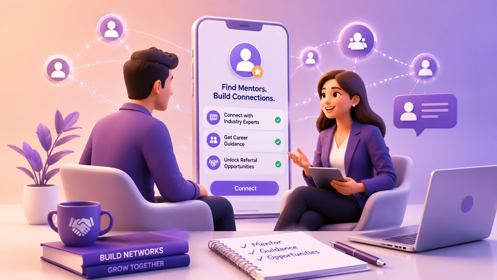 Mentor referrals and networking illustration